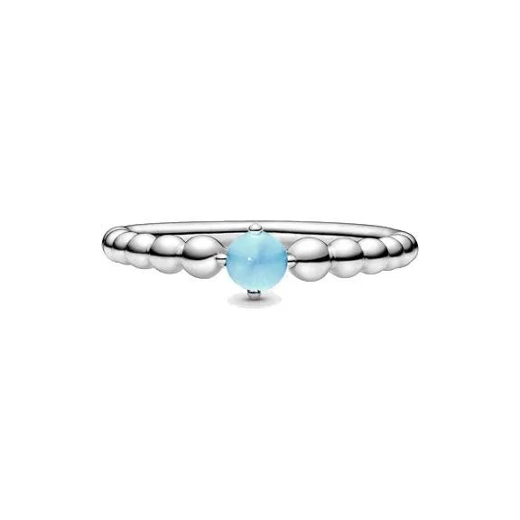 Pandora December Sky Blue Beaded Ring 56