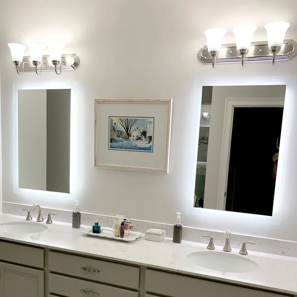 Side-Lighted LED Bathroom Vanity Mirror: 28x22 Wide x 44x22 Tall - Rectangular - Wall-Mounted