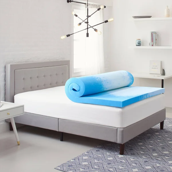 Comfort Revolution 4x22 Gel-Infused Memory Foam Mattress Topper Blue California King Large
