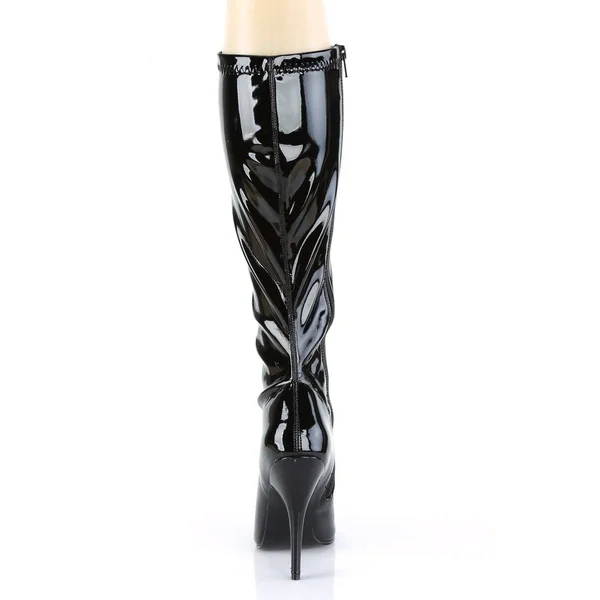 Pleaser Seduce-2000 - 5x22 Plain Stretch Knee - Black Stretch PU 16