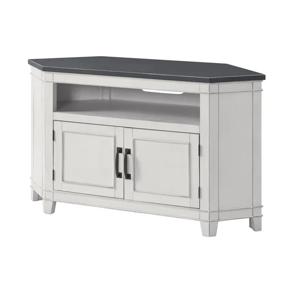 50 inch Wooden TV Stand with Open Shelve, Gray and Antique White