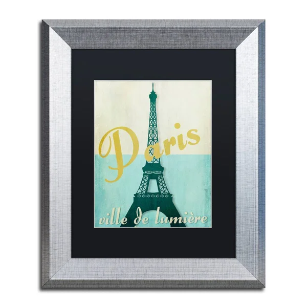 Trademark Fine Art Paris City of Light Canvas Art by Color Bakery Black Matte, Silver Frame, Size: 11 x 14