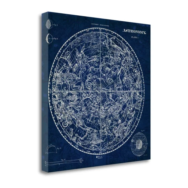 Tangletown Fine Art Celestial Blueprint by Sue Schlabach - Giclee Print on Wrap Canvas, 25x25x22