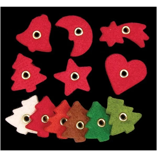 Club Pack of 288 Brown Tree, Bell, Star, Moon, Heart, Shooting Star Felt Pieces 1x22