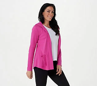 Isaac Mizrahi Live! Essentials Pima Open FrontSwing Hoodie, Size 5X, Darling Pink