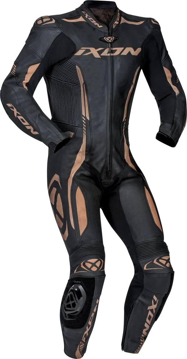 Ixon Vortex 2 One Piece Motorcycle Leather Suit - Black-Gold, Size M