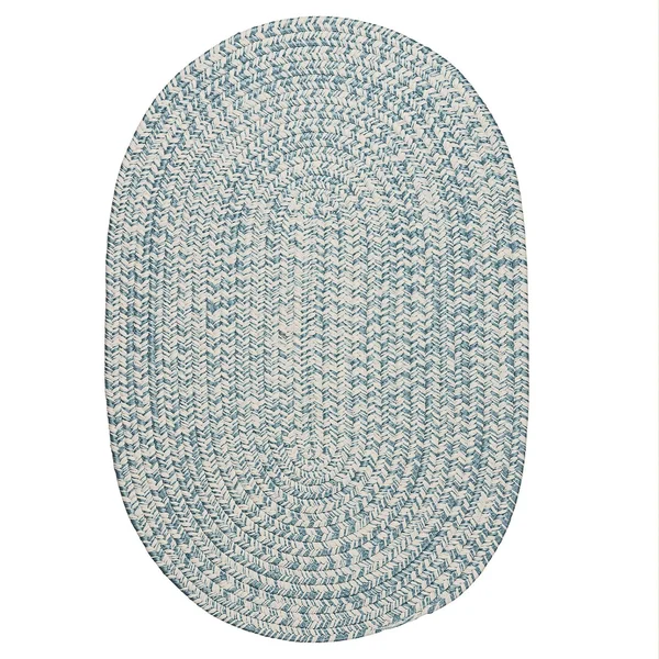 Colonial Mills Boatside Tweed Indoor/Outdoor Reversible Braided Rug (2& x 4& Oval - Sky Blue)
