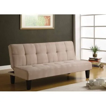 Acme Emmet Adjustable Sofa, Beige Microfiber, Size: 32x31x66