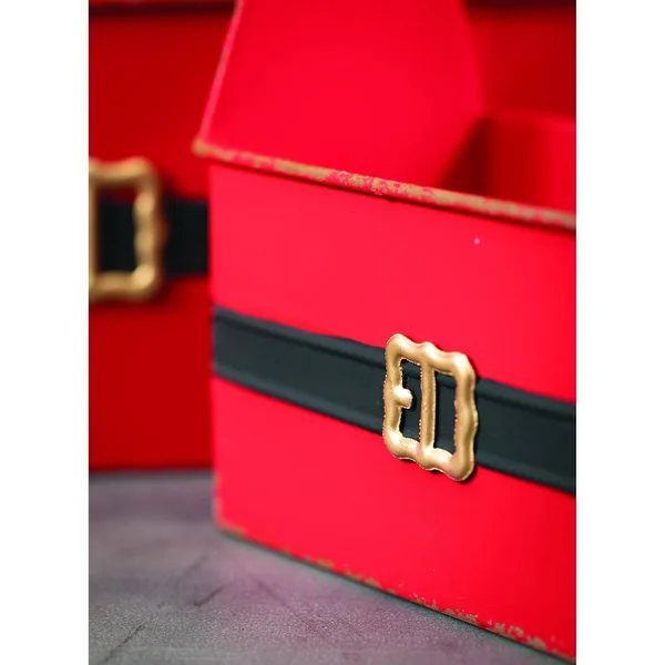 Sullivans Santa Belt Metal Trug Set of 2 - 15.25x22L & 7.5x22L Red, 9 x 12 in