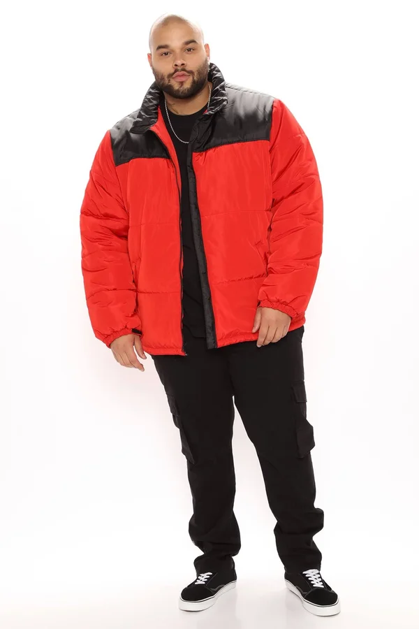 Mens Kellen Puffer Jacket in Red Size X-Large by Fashion Nova