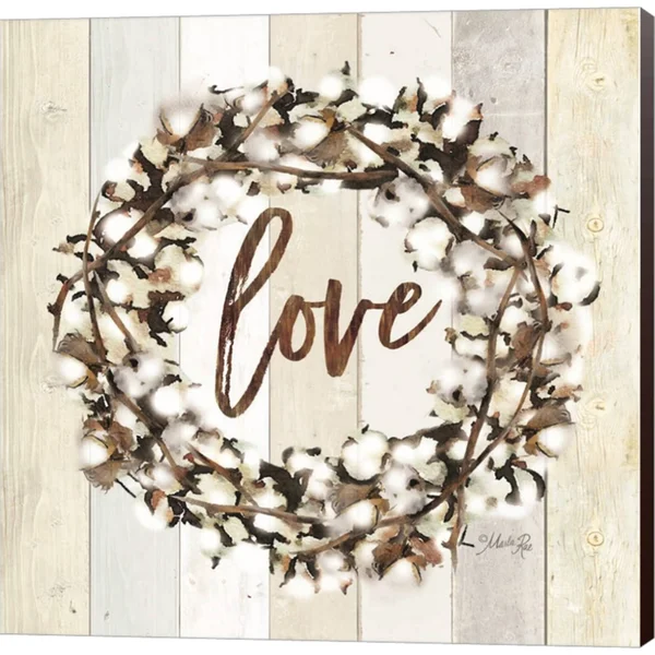 Love Cotton Wreath by Marla Rae - Canvas Wall Art, Size: 24 x 24