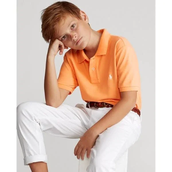 Ralph Lauren Boy's Cotton Mesh Polo Shirt - Size XL in Key West Orange