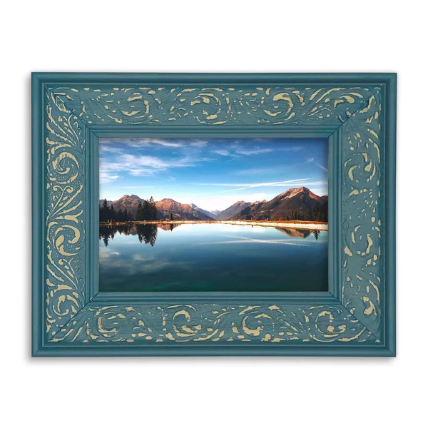 Modern Baroque Embossed Frame in Teal, 16x22 x 20x22