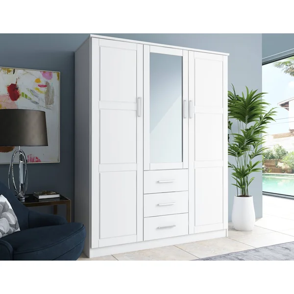 Palace Imports Cosmo Mocha 100% Solid Wood Wardrobe with Mirrored Door