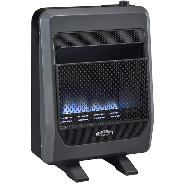 Bluegrass Living Natural GAS Vent Free Blue Flame GAS Space Heater with Blower and Base Feet - 20 - 000 BTU - Model#B20TNB-BB