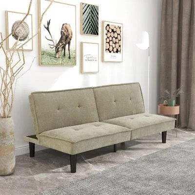 Holter Twin 70.5x22 Wide Faux Leather Cushion Back Convertible Sofa George Oliver Leather Type: Brown