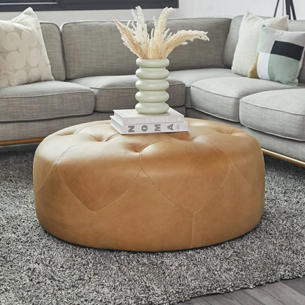 Article Timpani Charme Tan Leather Ottoman