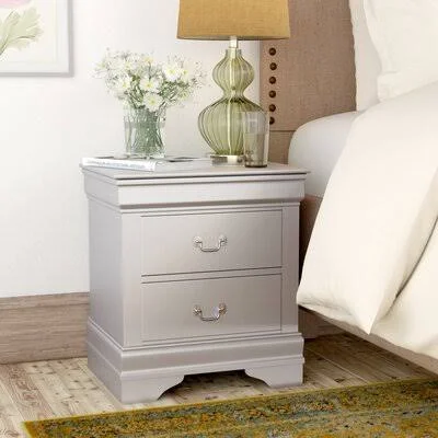 Lampkins 2 - Drawer Nightstand in Silver Alcott Hill Color: Silver