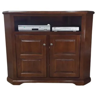 Marg Solid Wood Corner TV Stand for TVs Up to 55x22 Red Barrel Studio Color: Chocolate Mousse