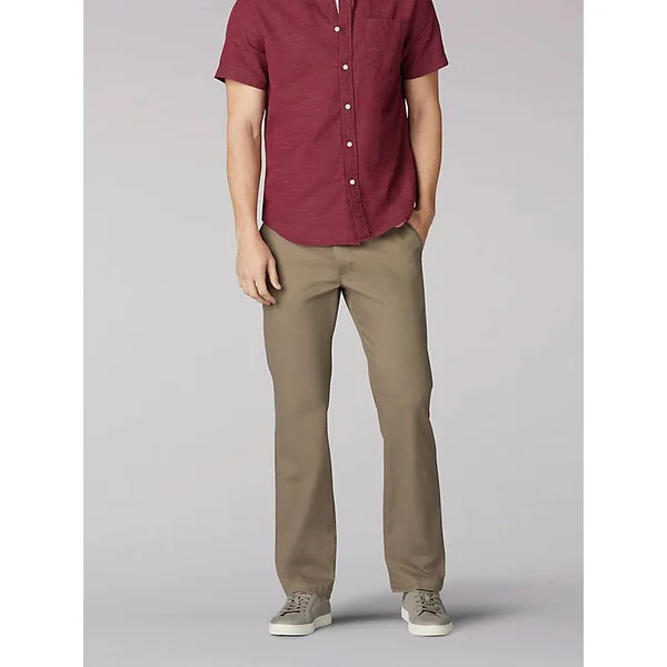 Men's Lee Performance Series Extreme Comfort Khaki Straight-Fit Flat-Front Pants Breen, Size: 40x32, Brown