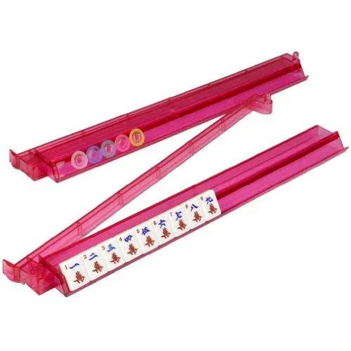 American Mahjong (Mah Jongg - Mahjongg) 166 Tiles All-in-One Racks, Pushers Set - Pink Sparkles with Pink Aluminum Case