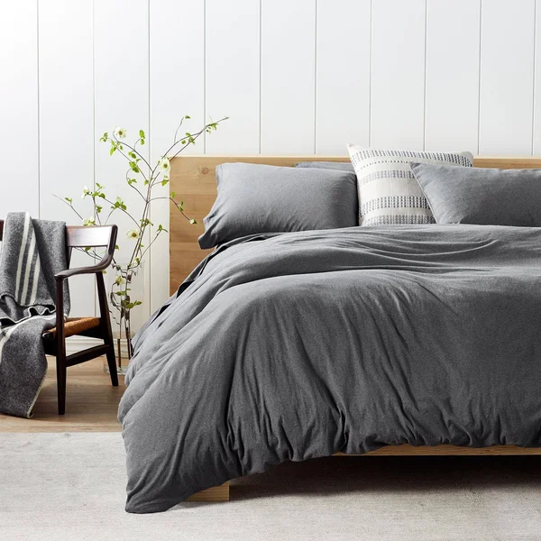 Coyuchi Organic Jersey Sheet Set, Charcoal Heather, Full