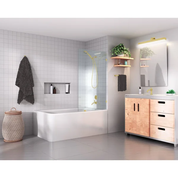 Glass Warehouse 30.5 in. W x 58.25 in. H Fixed Frameless Shower Bath Panel
