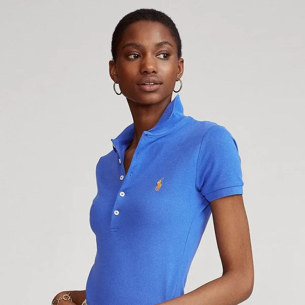 Ralph Lauren Women's Slim Fit Stretch Polo Shirt - Size S in New Iris Blue/C2427