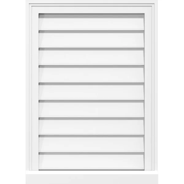 Ekena Millwork GVPVE42X2203SN 42x22W x 22x22H Vertical Surface Mount PVC Gable Vent: Non-Functional, w/ 2x22W x 2x22H Brickmould
