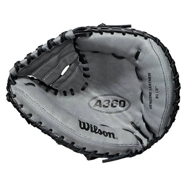 Wilson A360 31.50x22 Catcher&s Baseball Mitt - Black Gray - Right