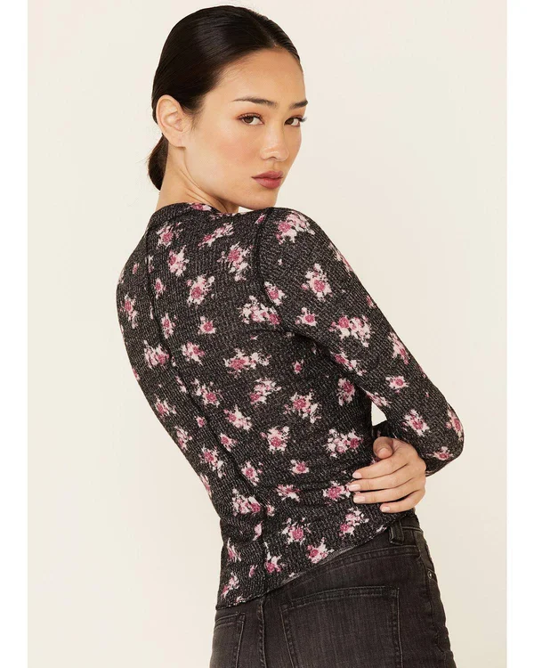 Free People One of The Girls Henley - Black X-Large - Women's