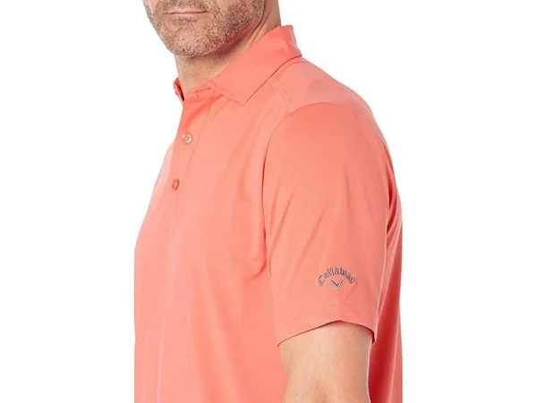 Callaway Men's Cooling Micro Hex Polo Shirt - Dubarry Orange, Size Small, Polyester/Spandex