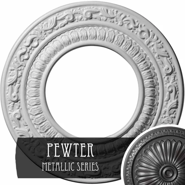 8 1/8x22OD x 4 1/8x22ID x 1/2x22P Andrea Ceiling Medallion (Fits Canopies Up to 4 1/8x22) - Hand-Painted Pewter