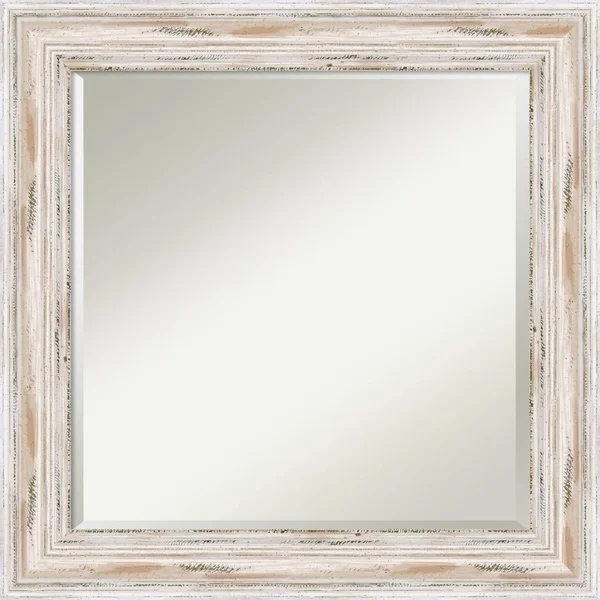 The Gray Barn Wilset Square White Wash Wall Mirror - 25 x 25 - 25.12 x 25.12 x 1.971 Inches Deep