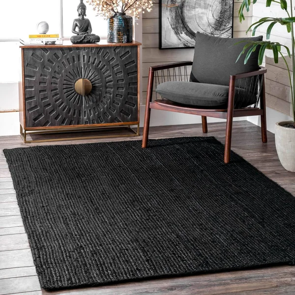 nuLOOM Rigo Chunky Loop Jute Black 5 ft. x 8 ft. Area Rug
