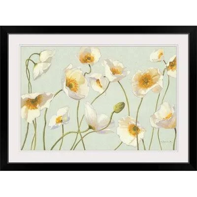 &White and Bright Poppies& by Shirley Novak Painting Print Great Big Canvas Size: 32x22 H x 44x22 W x 1x22 D - Format: Black Fram
