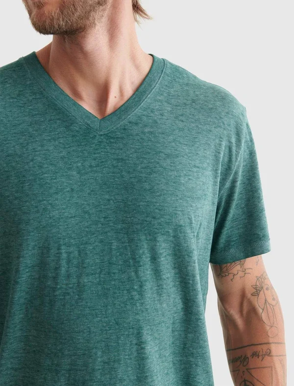Lucky Brand Venice Burnout V-Neck Tee Men's Clothing June Bug : LG