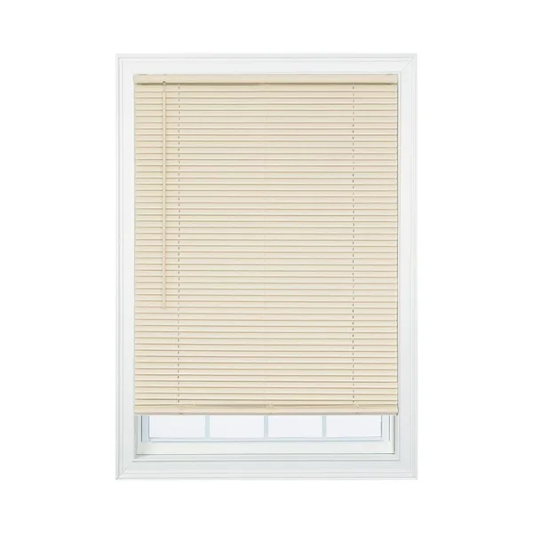 Home Basics Ivory Cordless 1 in. Room Darkening Vinyl Mini Blind with White Backside 30-3/4 in. W x 64 in. L