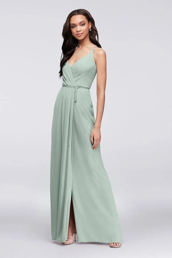 David&s Bridal Double-Strap Long Georgette Bridesmaid Wrap Bridesmaid Dress - Sienna, 26