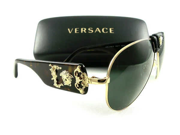 Versace VE2150Q Sunglasses 100271-62 - Gold Frame Grey Green Lenses
