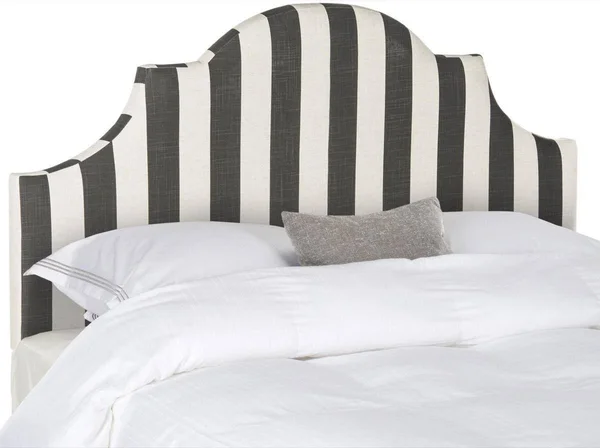Safavieh MCR4679K Hallmar Black & White Stripe Headboard Full