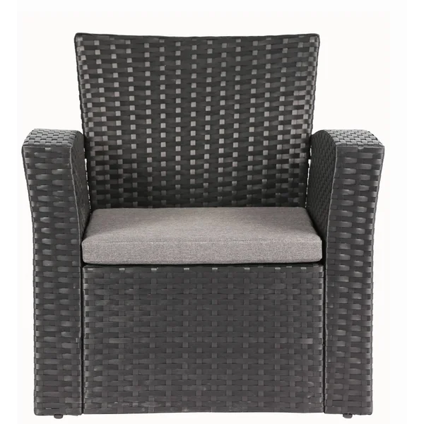 Baner Garden Outdoor Furniture Complete Patio Wicker Rattan Set - Black, 4-Pieces