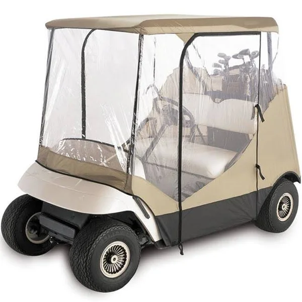 North East Harbor Waterproof Superior Beige and Transparent Golf Cart Cover Covers Enclosure Club Car, EZGO, Yamaha, Fits Most T