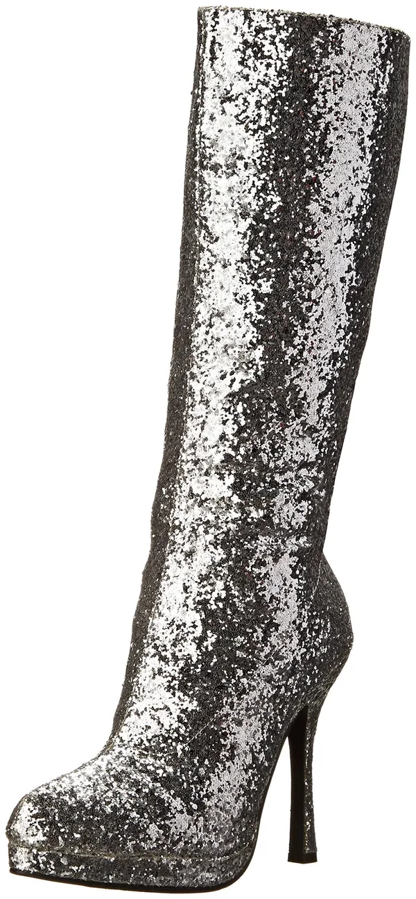 Ellie Shoes 421-ZARA - 4x22 Knee High Glitter Boots - Silver 12