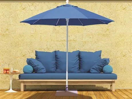 Galtech Quick Ship Commercial 7.5 Foot Aluminum Octagon Push Up Lift Umbrella White, Sunbrella Canvas - 725-WH-51