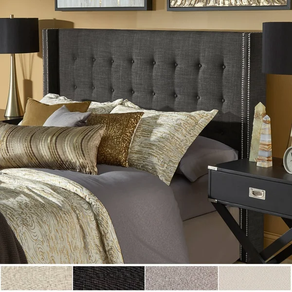 Marion Nailhead Wingback Button Tufted Headboard by Inspire Q