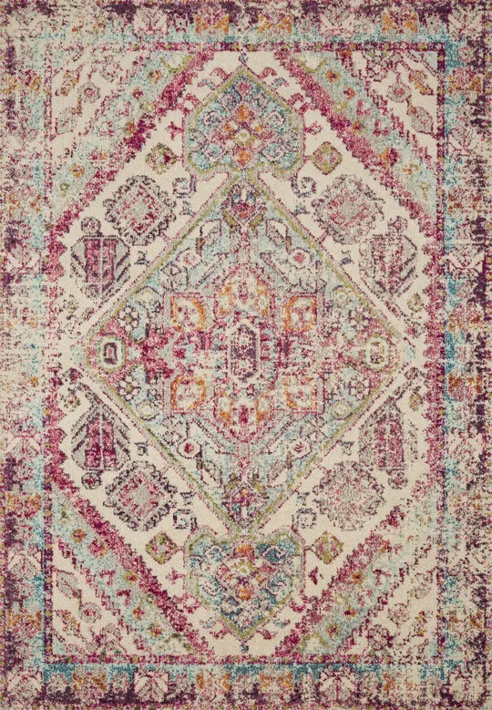 Loloi II Nadia NN-03 5&1x22 x 7&7x22 Aqua, Pink Rug
