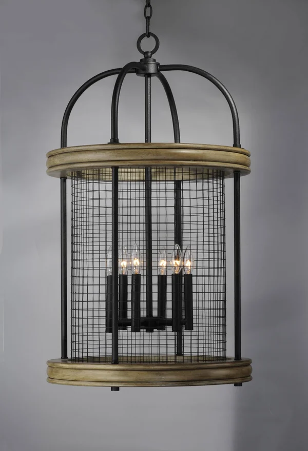 Maxim Lighting Lancaster 6-Light Pendant - Driftwood/Black - 32387DWBK