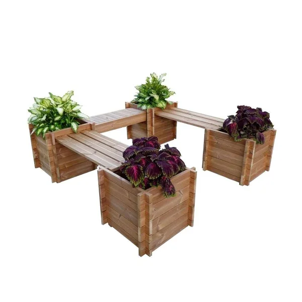 TherMod Garden Court 76 in. x 20 in. Wood Planter - Dark Cherry Tone