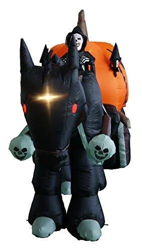 11.5 Foot Long Inflatable Grim Reaper Driving Pumpkin Carriage
